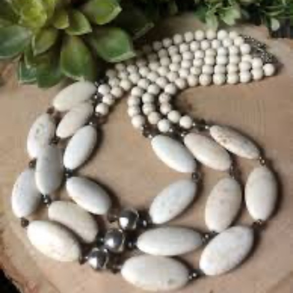Silpada White Howlite, Smokey Quartz & Sterling Silver Beaded Necklace - Picture 1 of 3